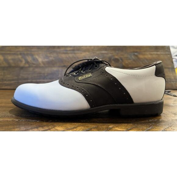 FJ FootJoy DryJoys Golf Shoes Mens Size 9.5M White Brown Leather Classic 53713 - Picture 8 of 9